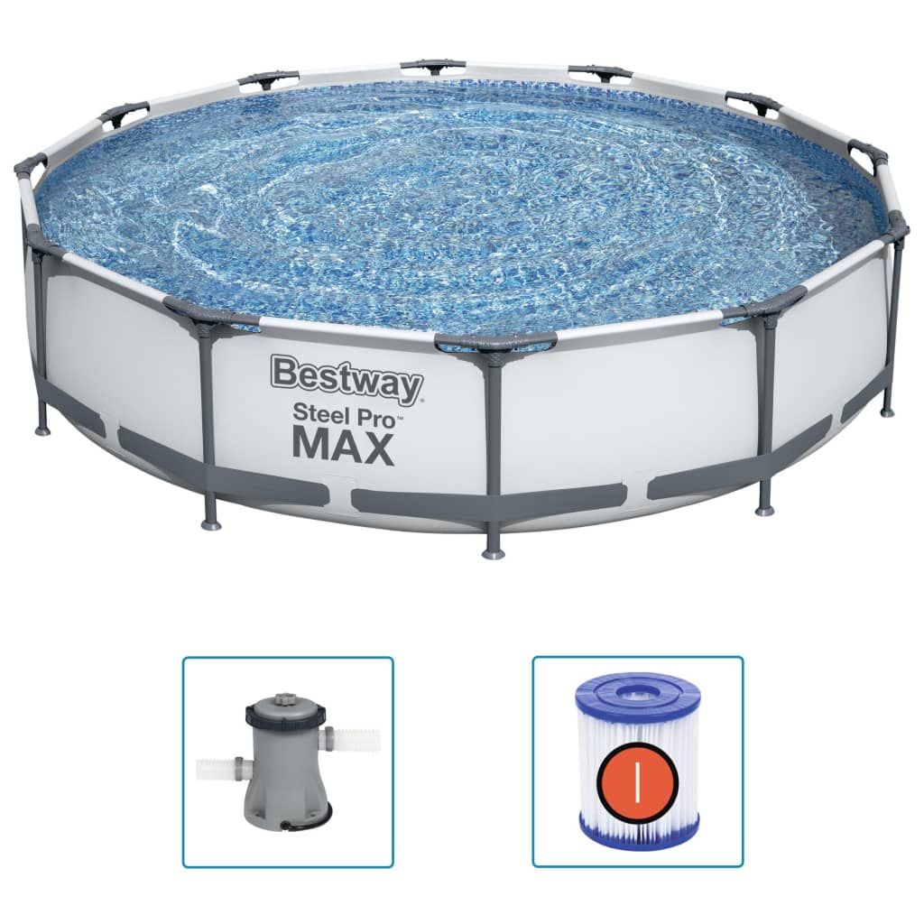 Vidaxl Piscina Desmontable Steel Pro Max Bestway 6473l Gris Ø366 Cm