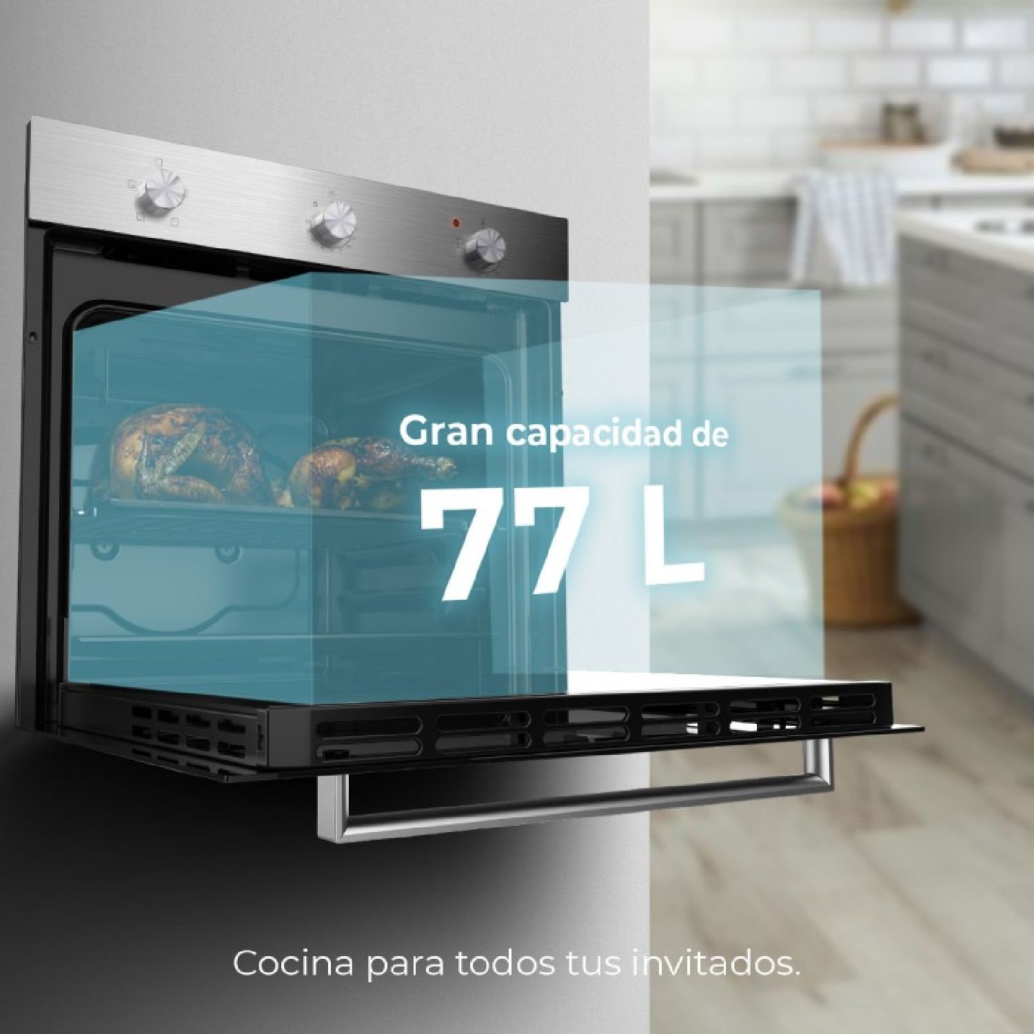 Horno Integrable Bolero Hexa C136000 Mirror Time A. 2800 W, 77 L De Capacidad, 4 Funciones, Timer, Steam Assist, Steam Easyclean, Cooling Fan, Triple Glass, Clase Energética A