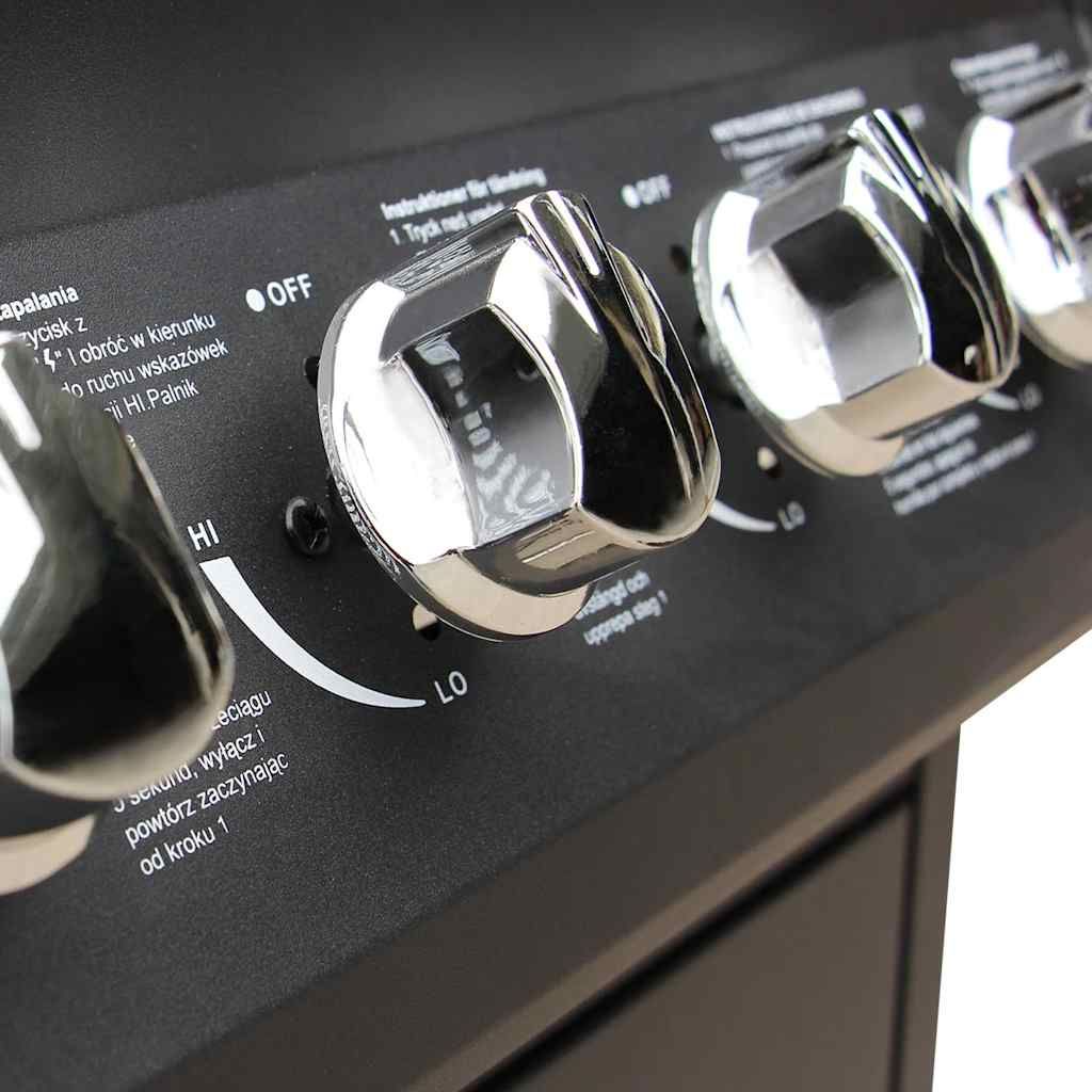 Barbacoa Grill De Gas 6+1 Quemadores Negra Vidaxl