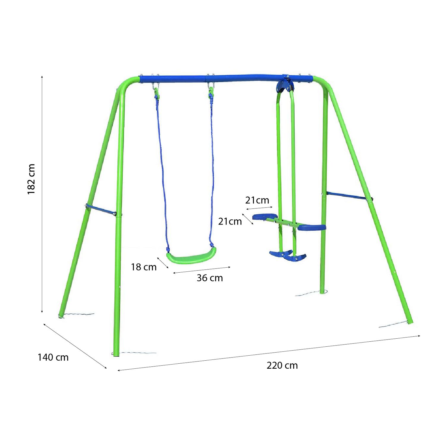 Columpio Balancín Infantil Para Jardín + 3 Años Juego Para Niños De Metal Outdoor Toys 220x140x182 Cm Carga Hasta 45 Kg