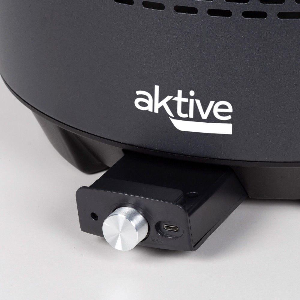 Barbacoa Portátil Negra A Carbón Sin Humo Aktive, Ø34x21,5cm, Con Protección Antigoteo