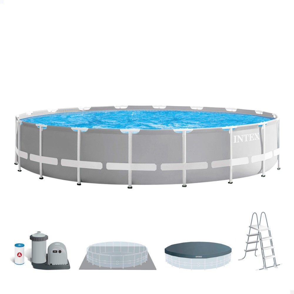 Piscina Desmontable Tubular Circular Pvc 549x122 Cm Gris Intex Con Depuradora