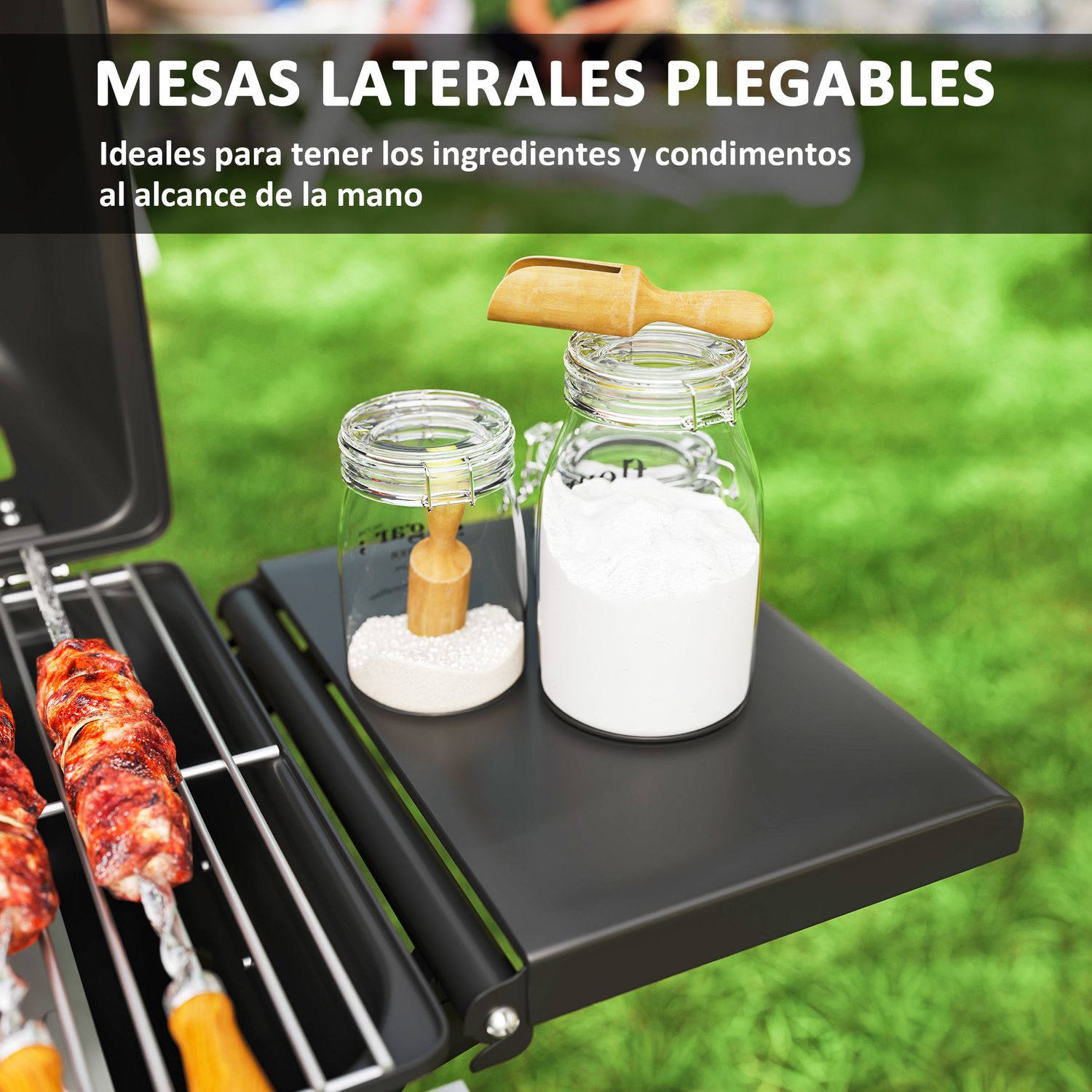 Barbacoa De Gas De Acero Inoxidable Abs Outsunny-101x50x102 Cm. Negro