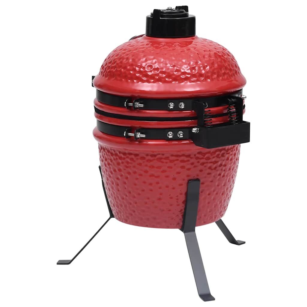 2 En 1 Barbacoa Ahumadora Kamado De Cerámica Rojo 56 Cm Vidaxl