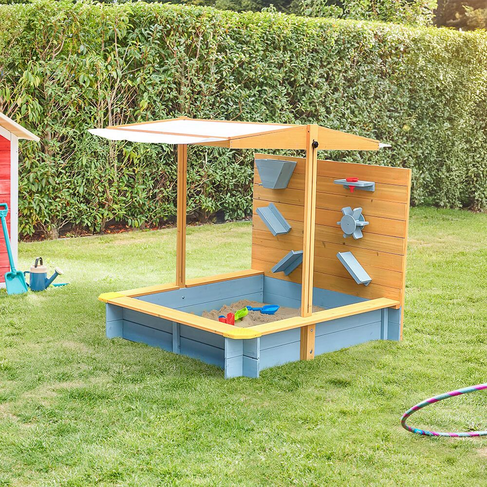 Arenero Infantil Barco Madera Home Deluxe Sandy  110 X 110 X 110 Cm - Natural / Azul