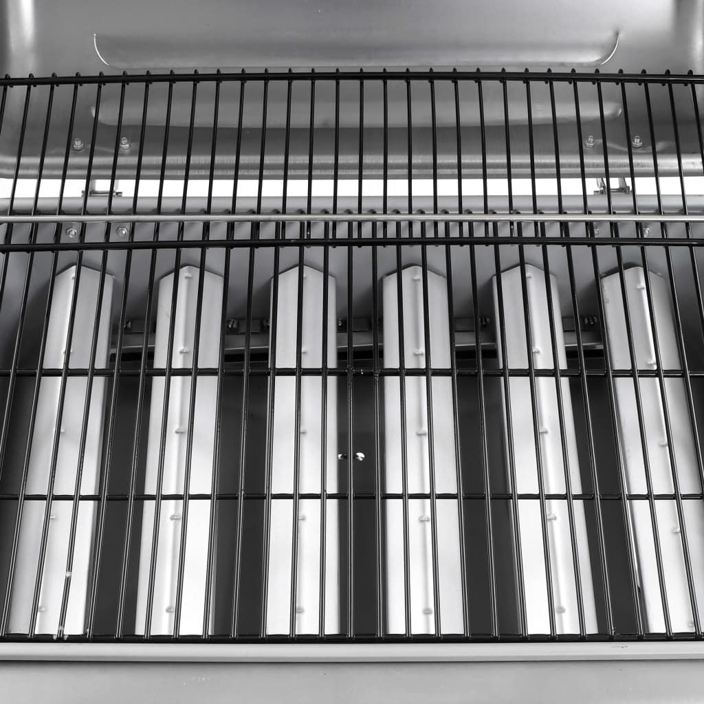 Barbacoa De Gas Con 6 Fogones Plateada Vidaxl