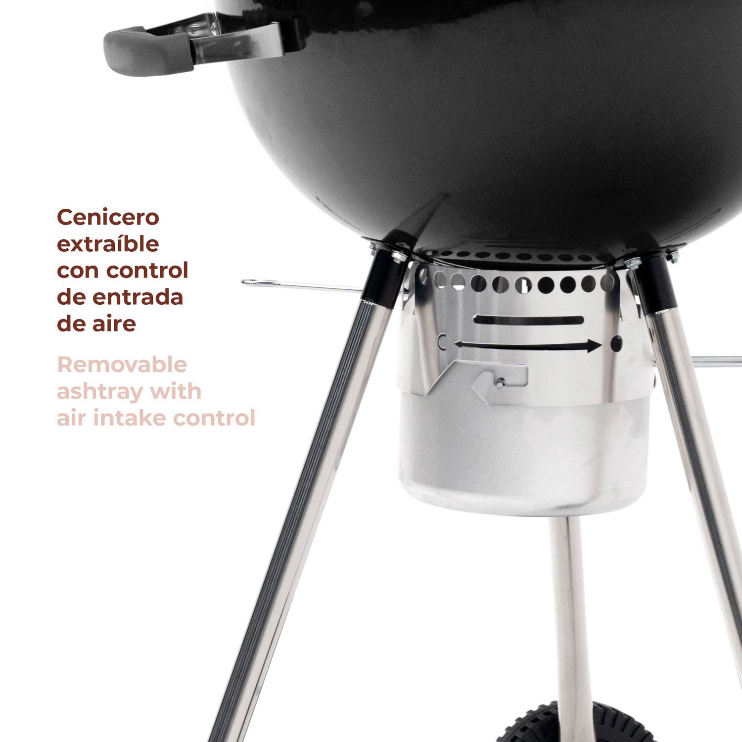 Barbacoa De Carbón Portátil Con Ruedas Kekai Yellowstone 58x47x100 Cm Redonda Con Tapa Y Encendedor Esmaltado En Negro