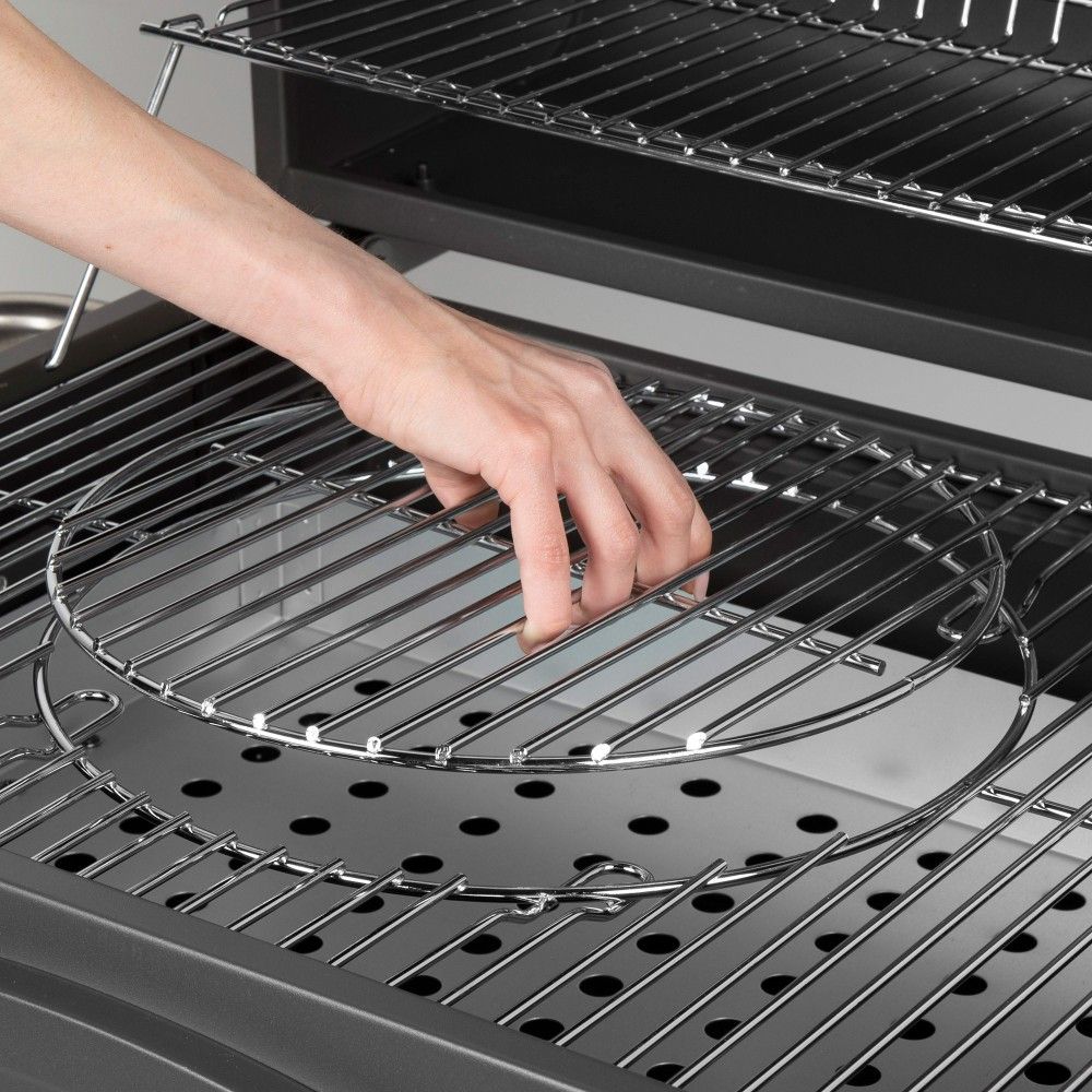 Barbacoa Portátil Carbón Con Ahumador 102x65x104 Cm - Acero. Negro