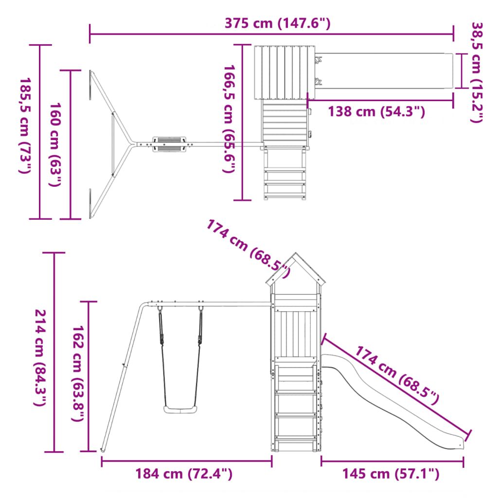 Parque Infantil De Exterior Madera Maciza De Pino Vidaxl