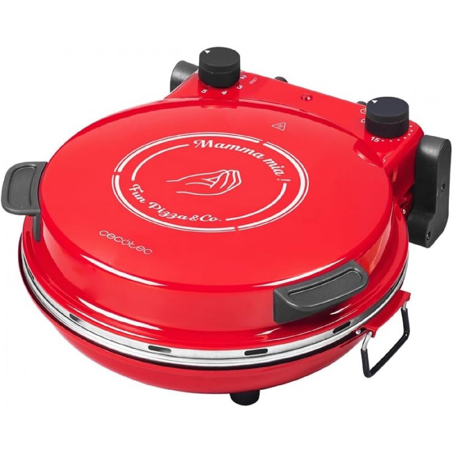 Horno Grill Eléctrico Para Pizza Fun Pizza&co Mamma Mía, 1200 W, Temporizador 15min, Temperatura Max De 420ºc En 3min, Placa De Cocción De Piedra.