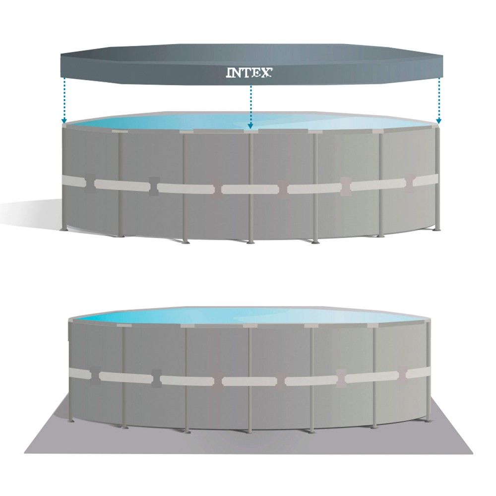 Piscina Desmontable Tubular Circular Pvc 610x122 Cm Gris Oscuro Intex Con Depuradora
