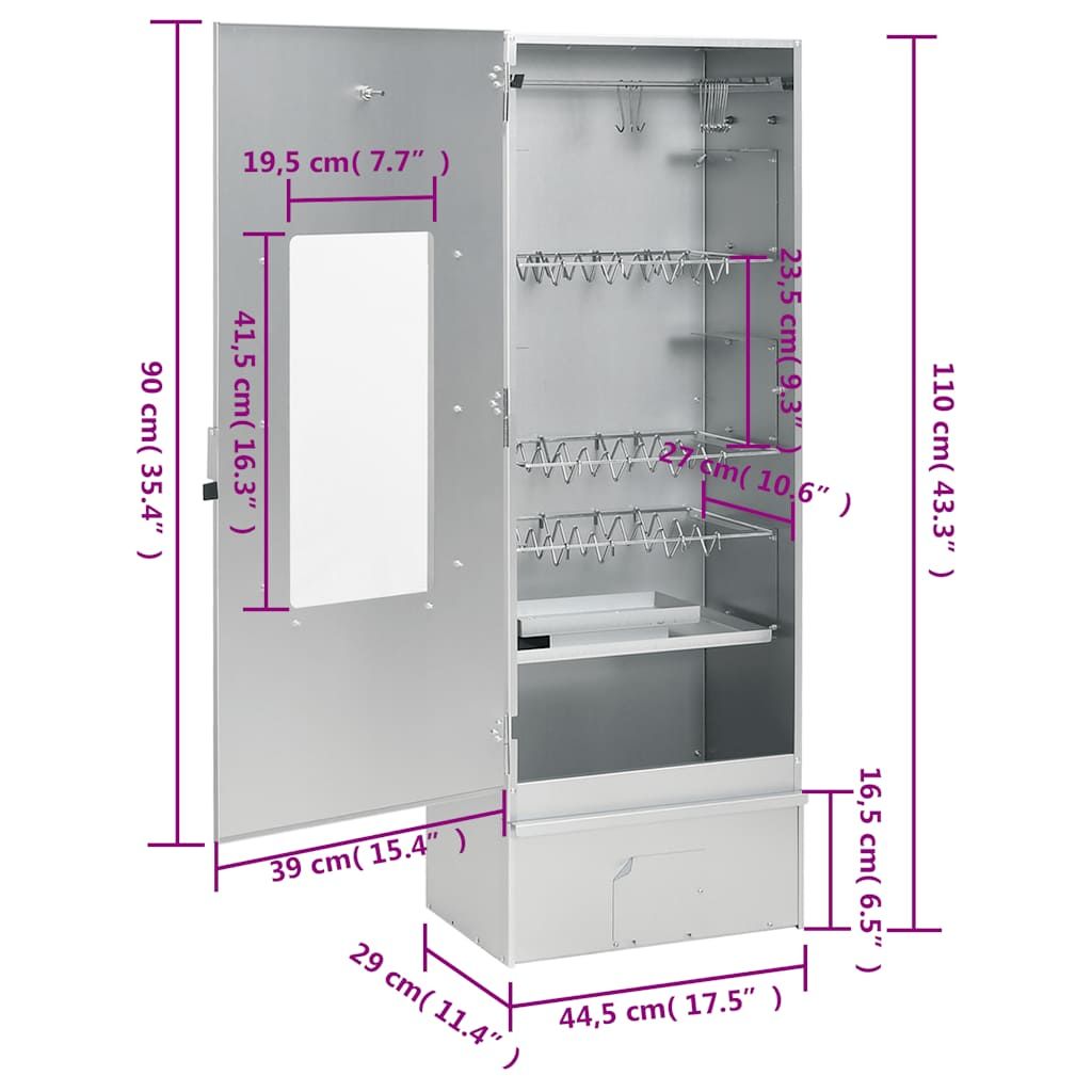 Horno Ahumador De Bbq Con Generador Humo Frío Acero Galvanizado Vidaxl