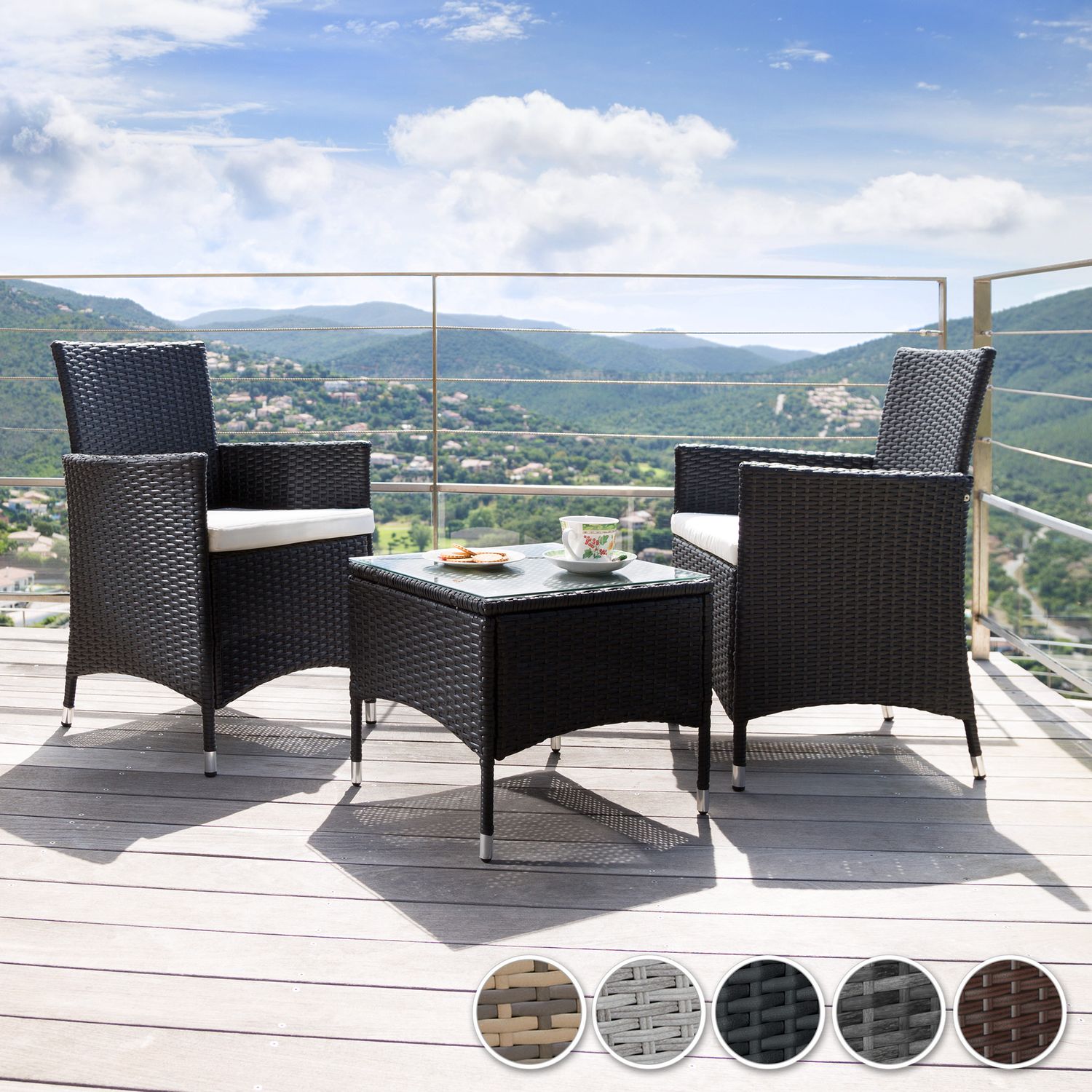 Conjunto De Ratán Luzern Con 4 Fundas - Gris