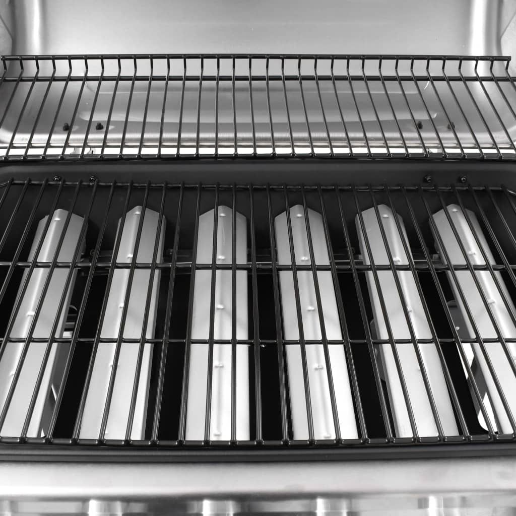 Barbacoa De Gas Con 6 Fogones Negro Y Plateado Vidaxl