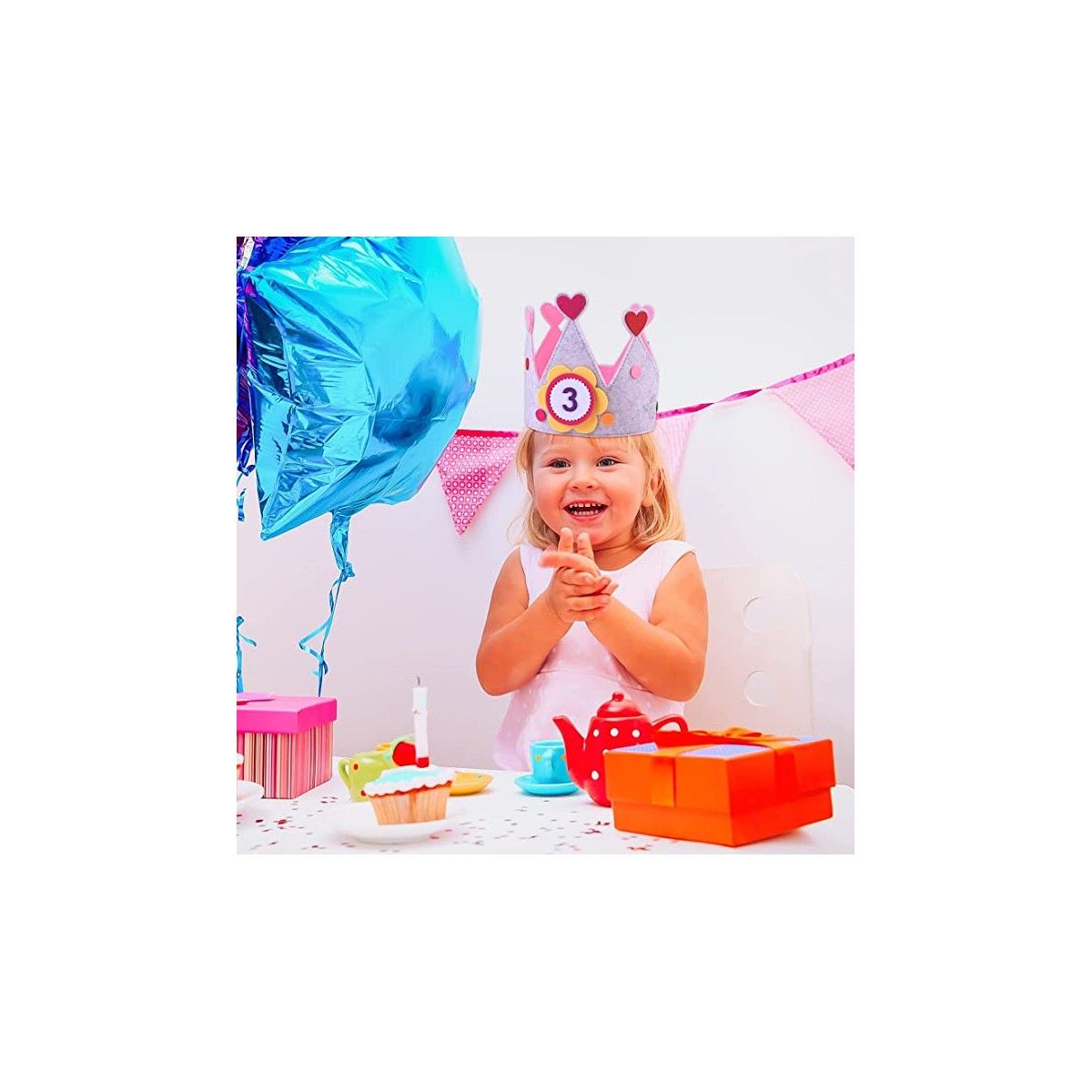 Corona Cumpleaños Con Números Intercambiables Rosa - Juegos Y Juguetes Infantiles Para Niños