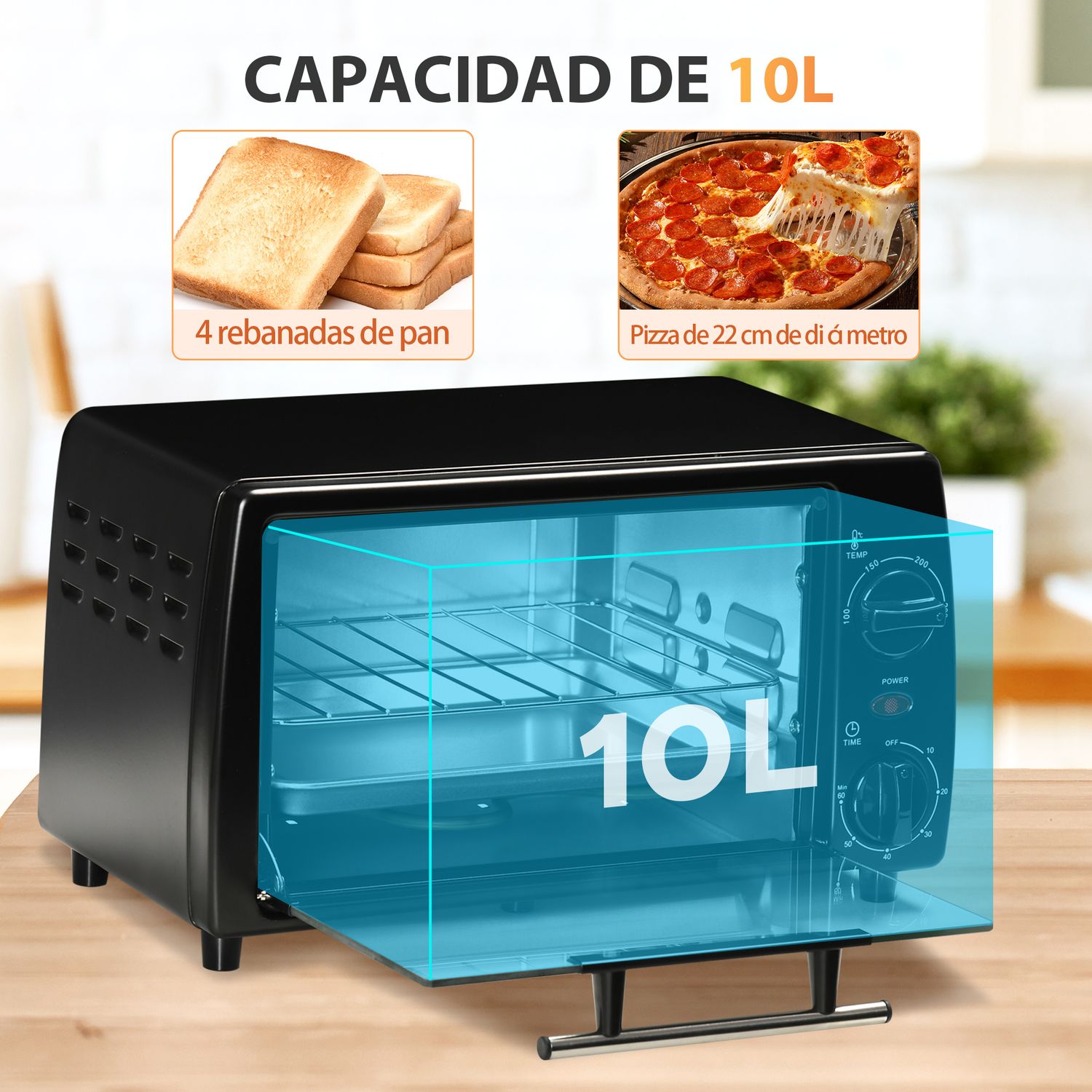 Horno Eléctrico Sobremesa 10 L 750w Con Temperatura Hasta 230 ℃homcom