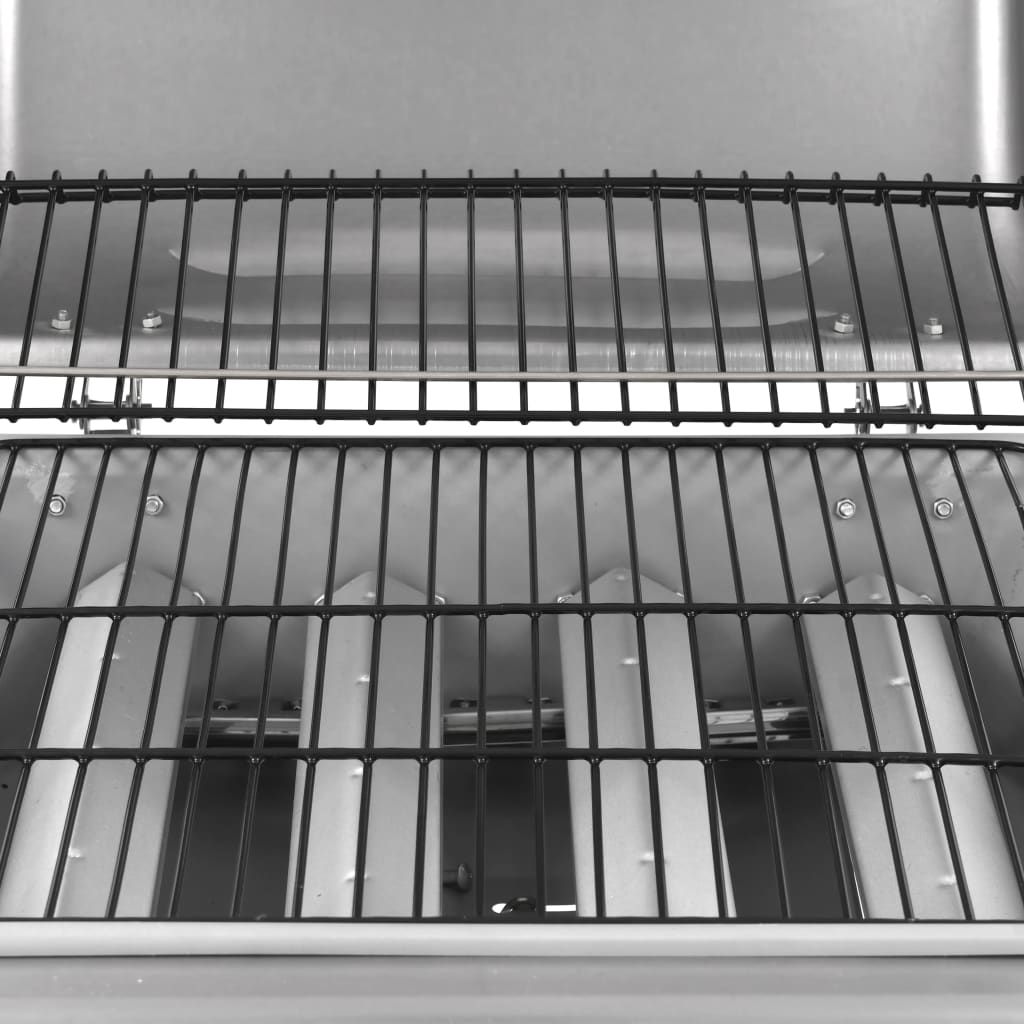 Barbacoa De Gas Con 4 Fogones Plateada Vidaxl