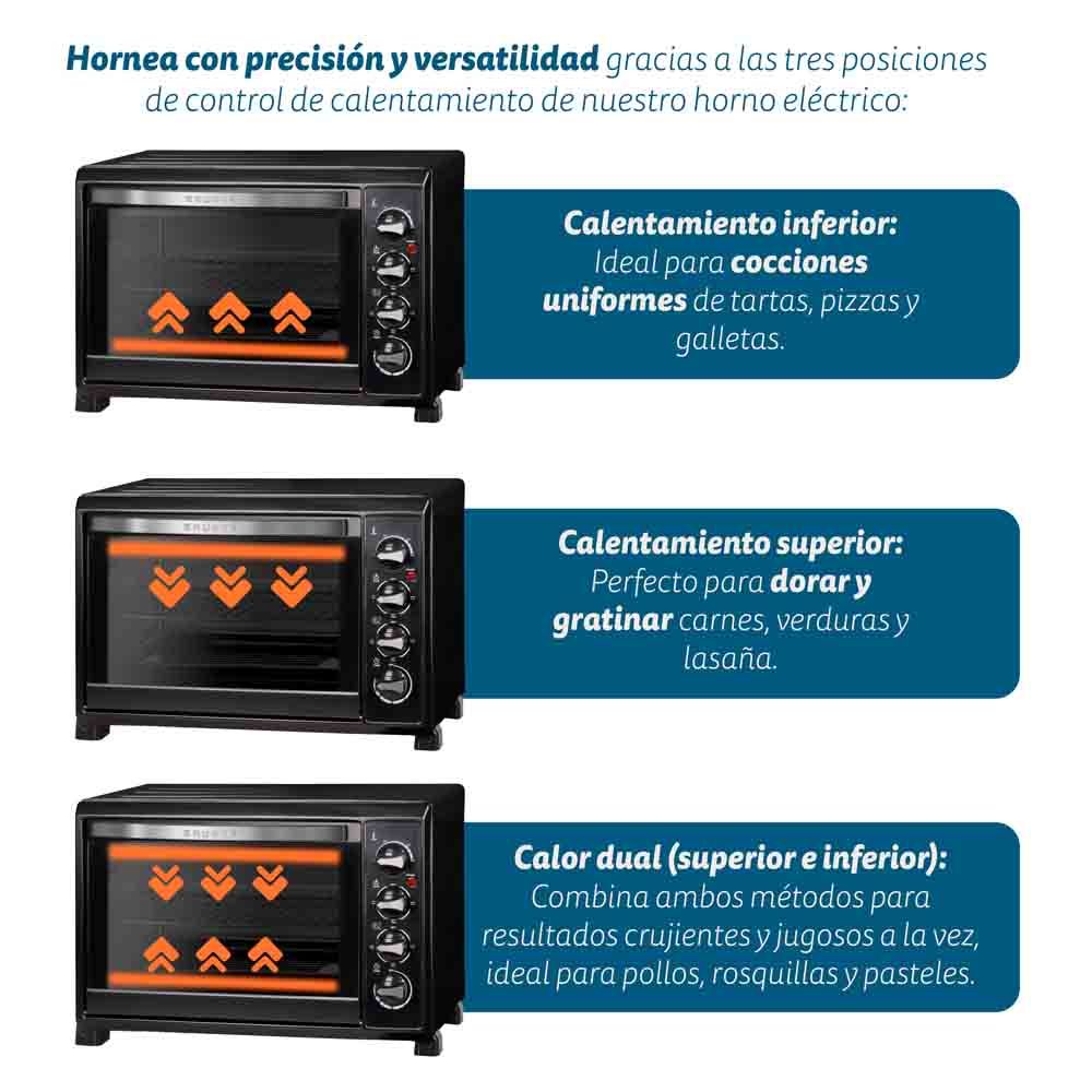 Horno Eléctrico Multifunción De Sobremesa  De 38l - Hr-38nrm - 2000w - Negro