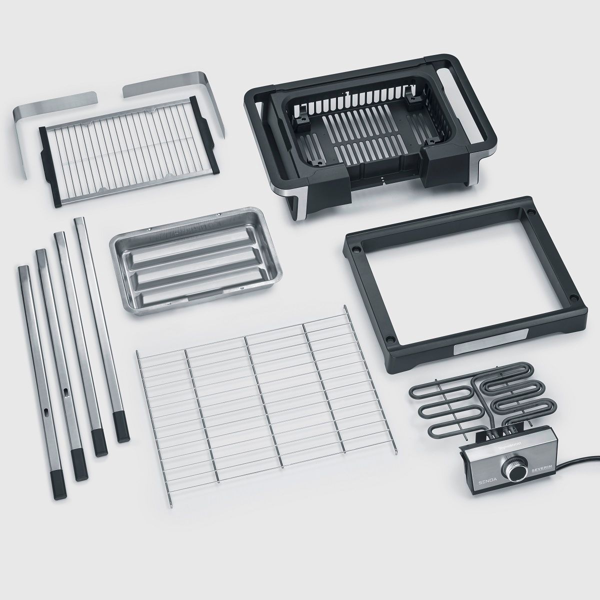 Barbacoa Grill Eléctrica Pantalla Oled Digital Boost S Con Patas Negro Pg 8118 Severin