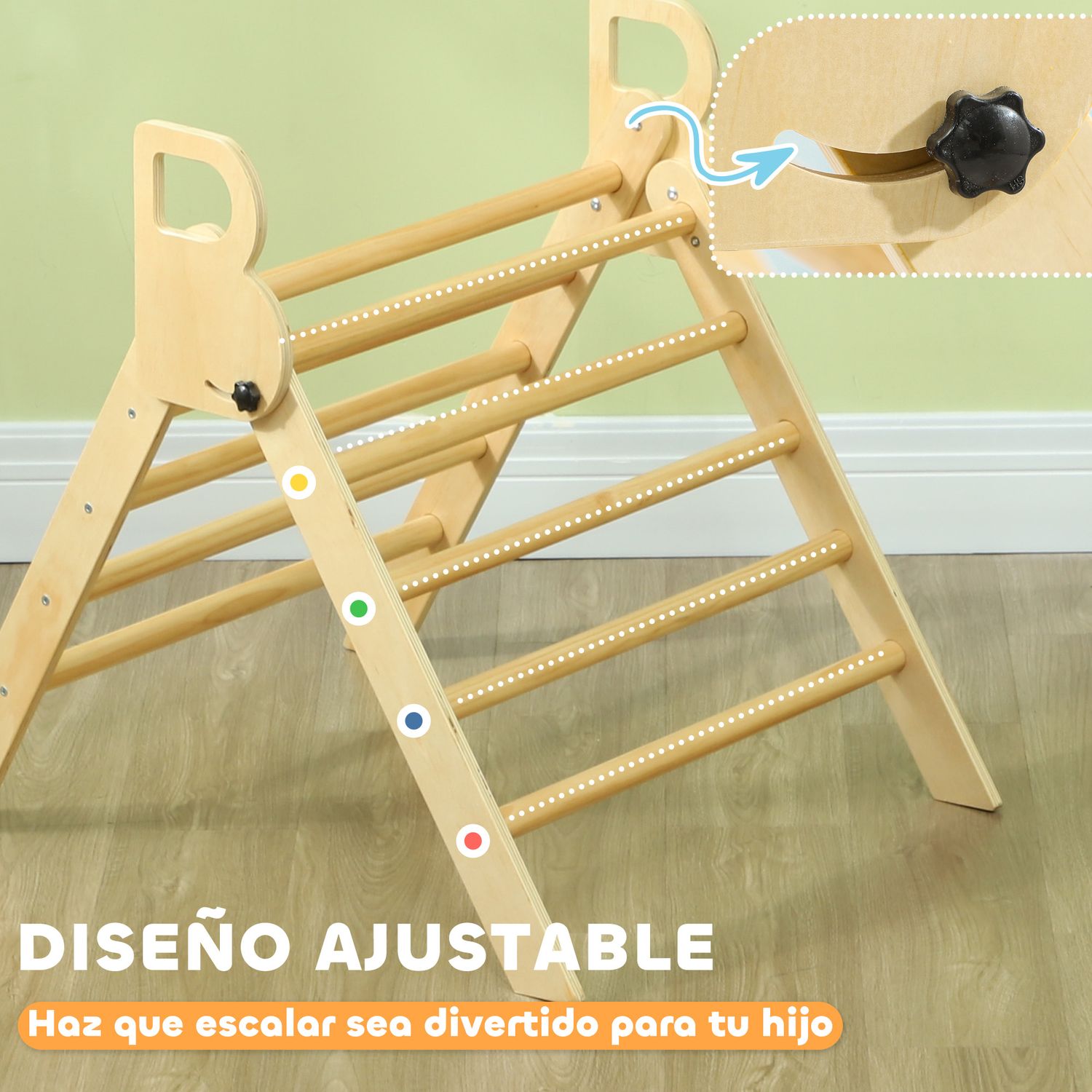 Triángulo De Escalada De Madera Plegable Natural Aiyaplay