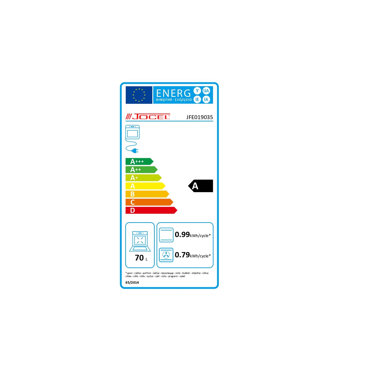 Horno Multifuncion Con Ventilador, Clase A, 9 Funciones + Limpieza 70l Jocel