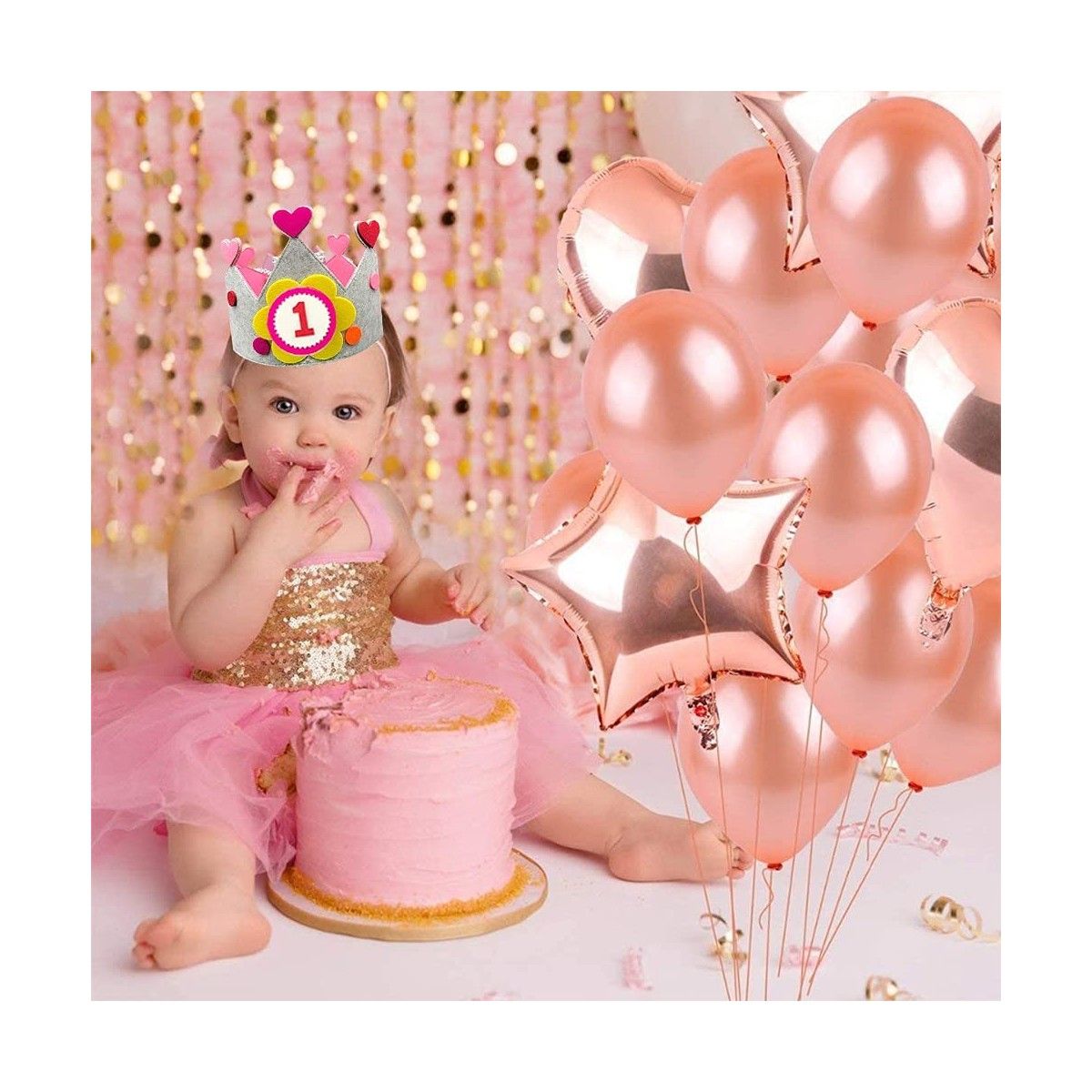 Corona Cumpleaños Con Números Intercambiables Rosa - Juegos Y Juguetes Infantiles Para Niños