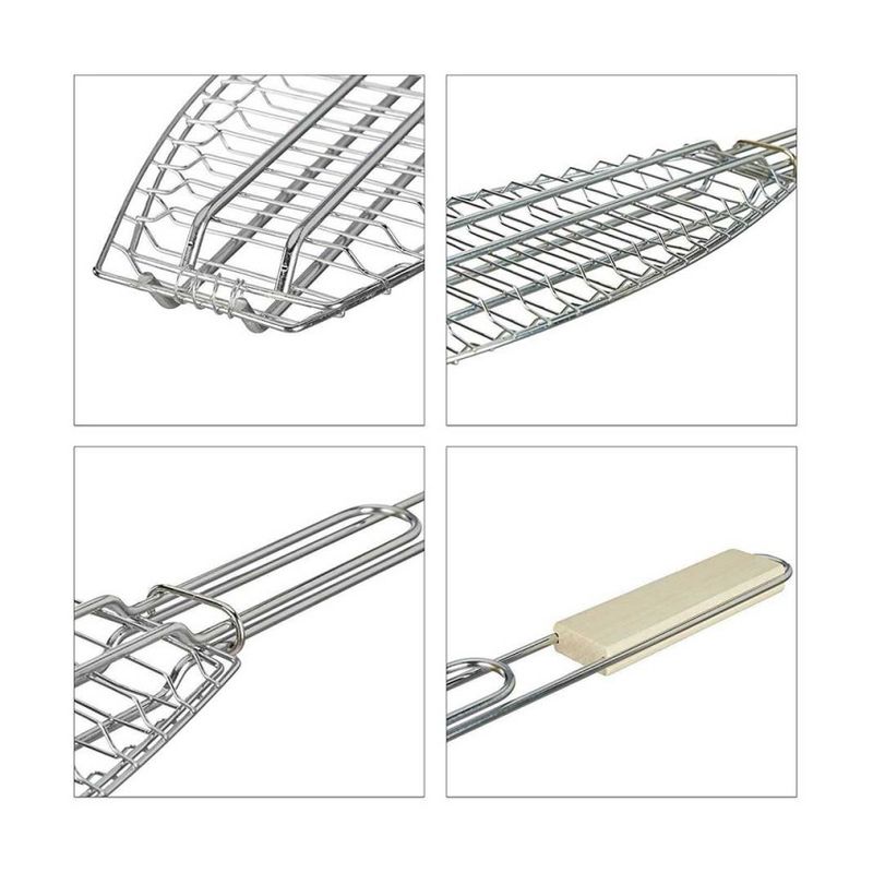 Parrilla Para Asar Pescado En Barbacoa 71x14cm Parrillera Individual
