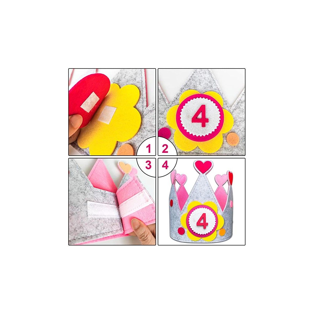 Corona Cumpleaños Con Números Intercambiables Rosa - Juegos Y Juguetes Infantiles Para Niños