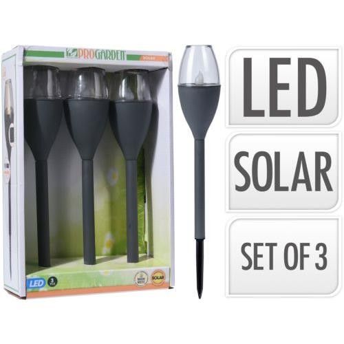 Pack 3 Pinchos Luz Solar Recargable 38cm Dx9200040