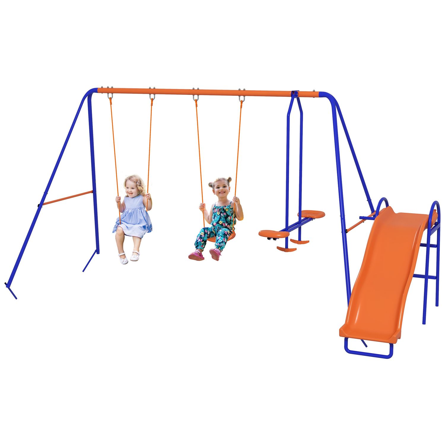 Columpio Infantil 4 En 1 Con Cuerda Ajustable Multicolor Outsunny