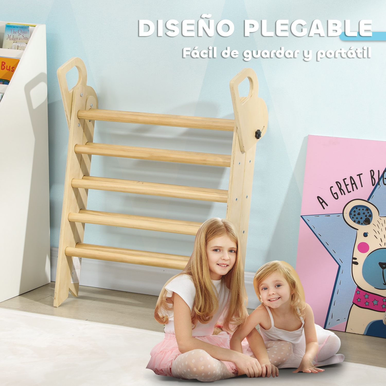 Triángulo De Escalada De Madera Plegable Natural Aiyaplay