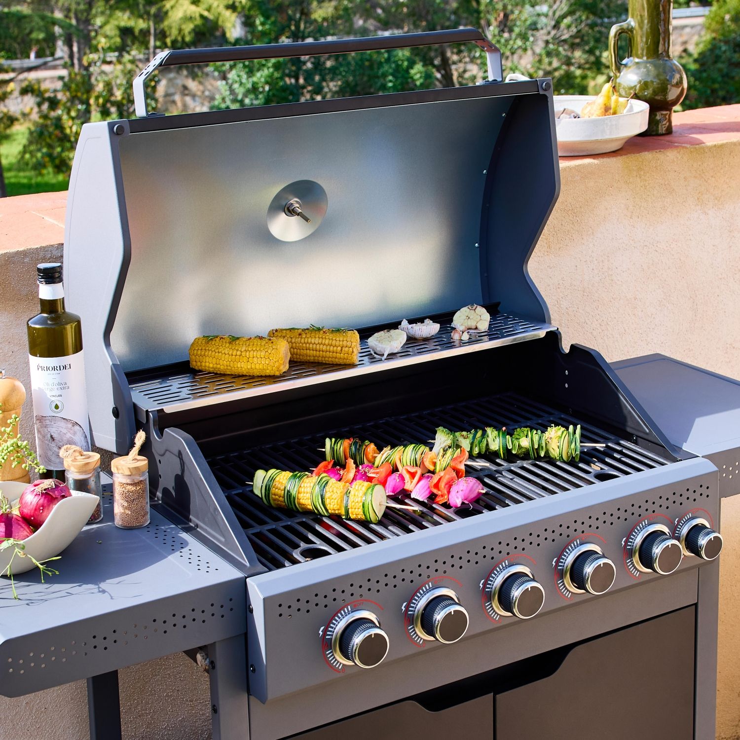 Barbacoa De Gas 5 Quemadores + 1 Fuego Lateral, Negro