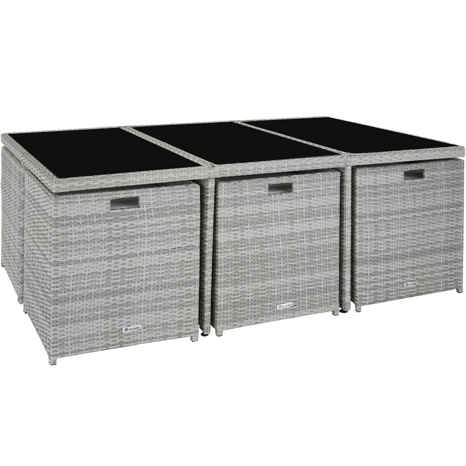 Conjunto De Ratán Sintético Nueva York - Gris Claro