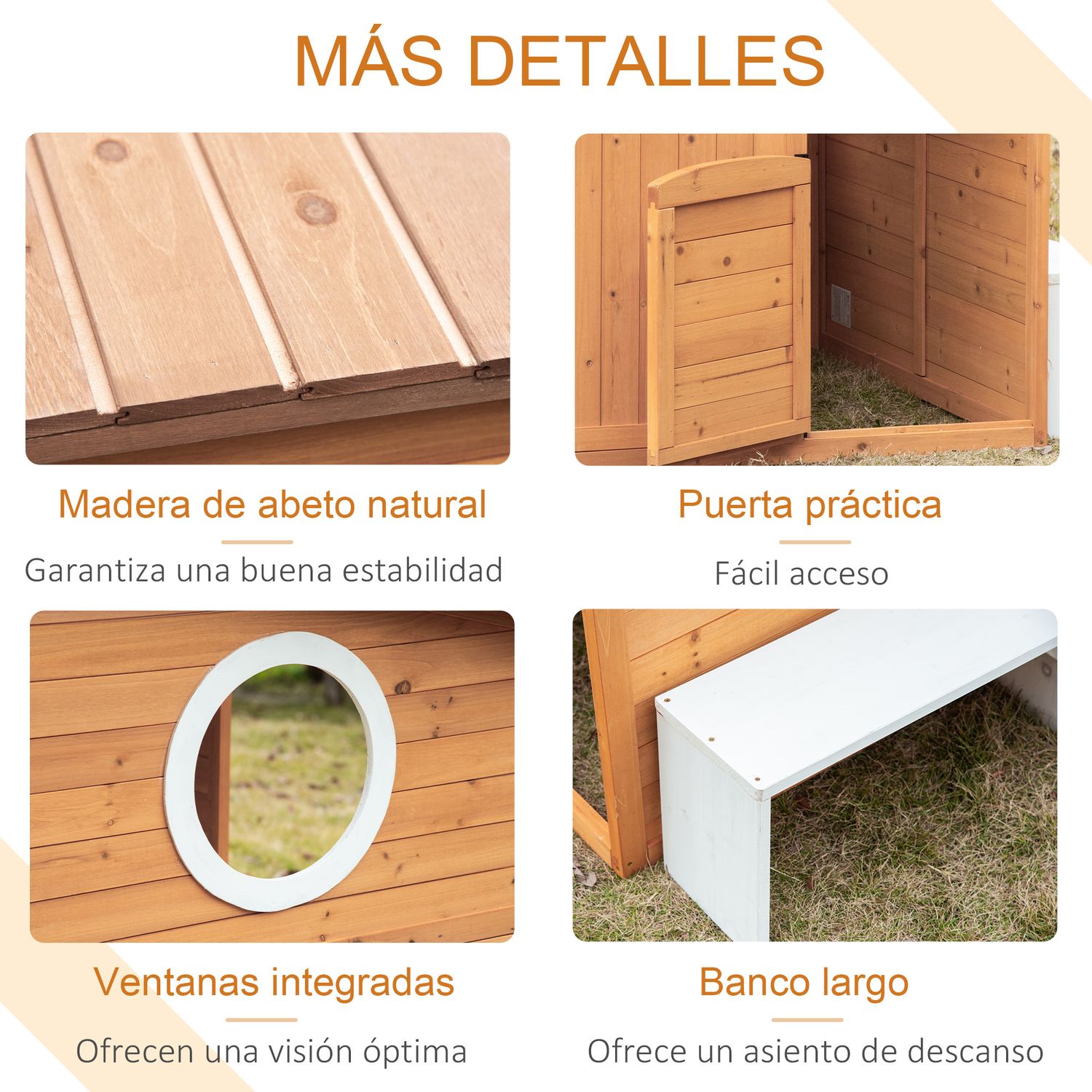 Casa Infantil De Madera Para Exterior Con Banco Natural Outsunny