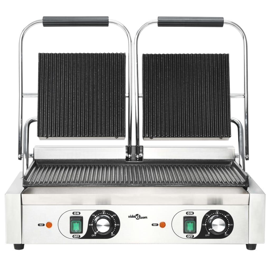 Grill Parrilla Estriada Doble 3600 W 57x30,5x20 Cm Vidaxl