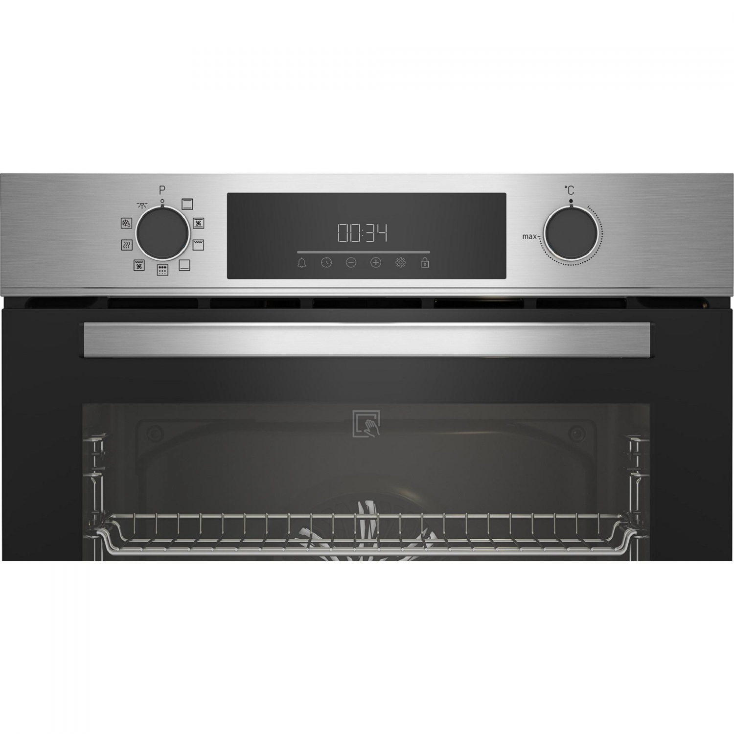 Horno Multifunción Beko BBIE12300XMP, 2,6 kW, 72 L, Apertura Abatible, 9 Funciones de Cocción, Eficiencia A - Inox