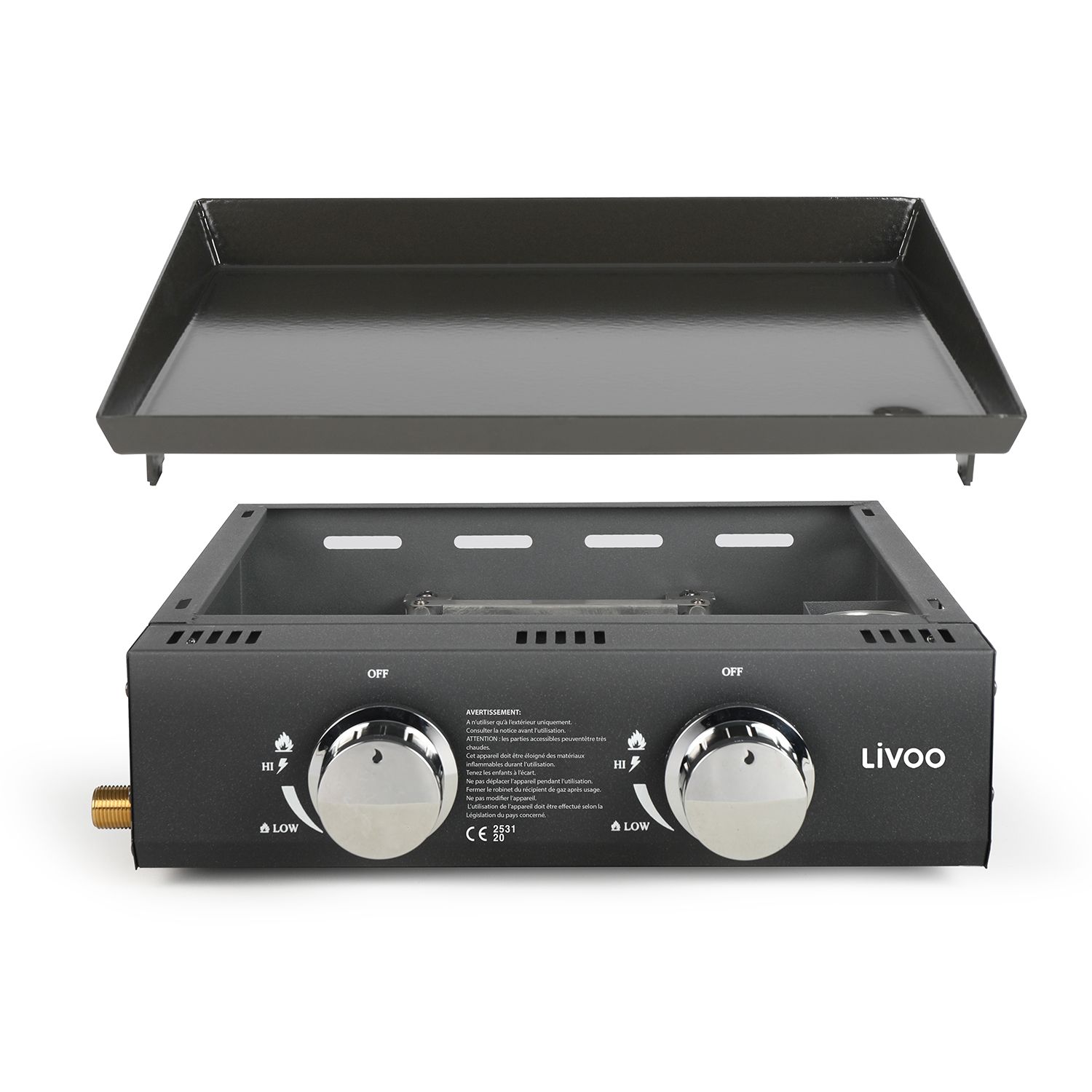 Livoo Plancha Gas 4.7kw Placa Acero Esmaltado 41.5x36cm - Doc276