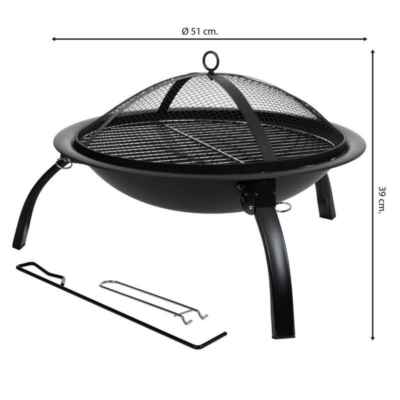 Barbacoa Exterior De Metal Con Parrilla Negro