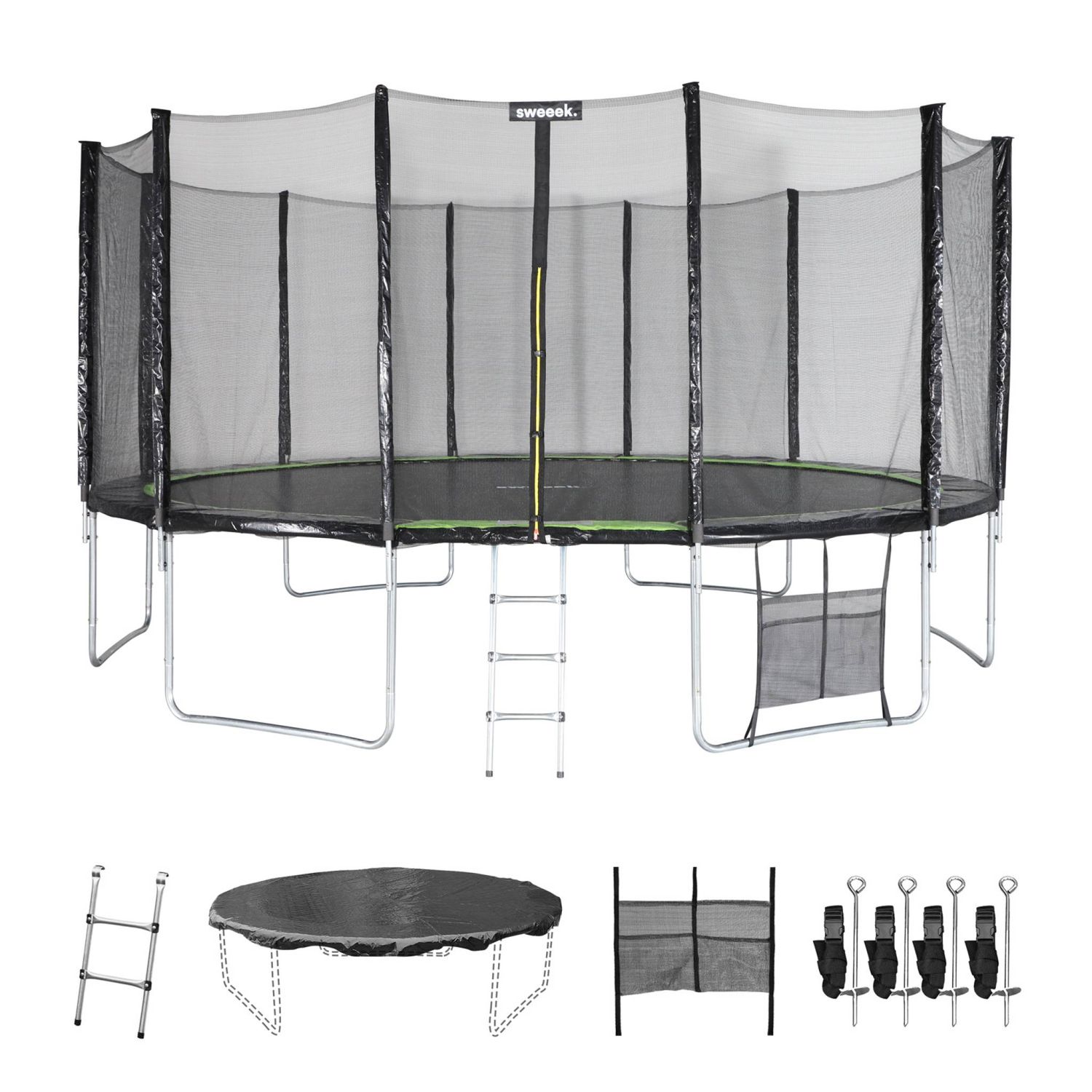 Cama Elástica Con Pack De Accesorios, 490cm, Verde