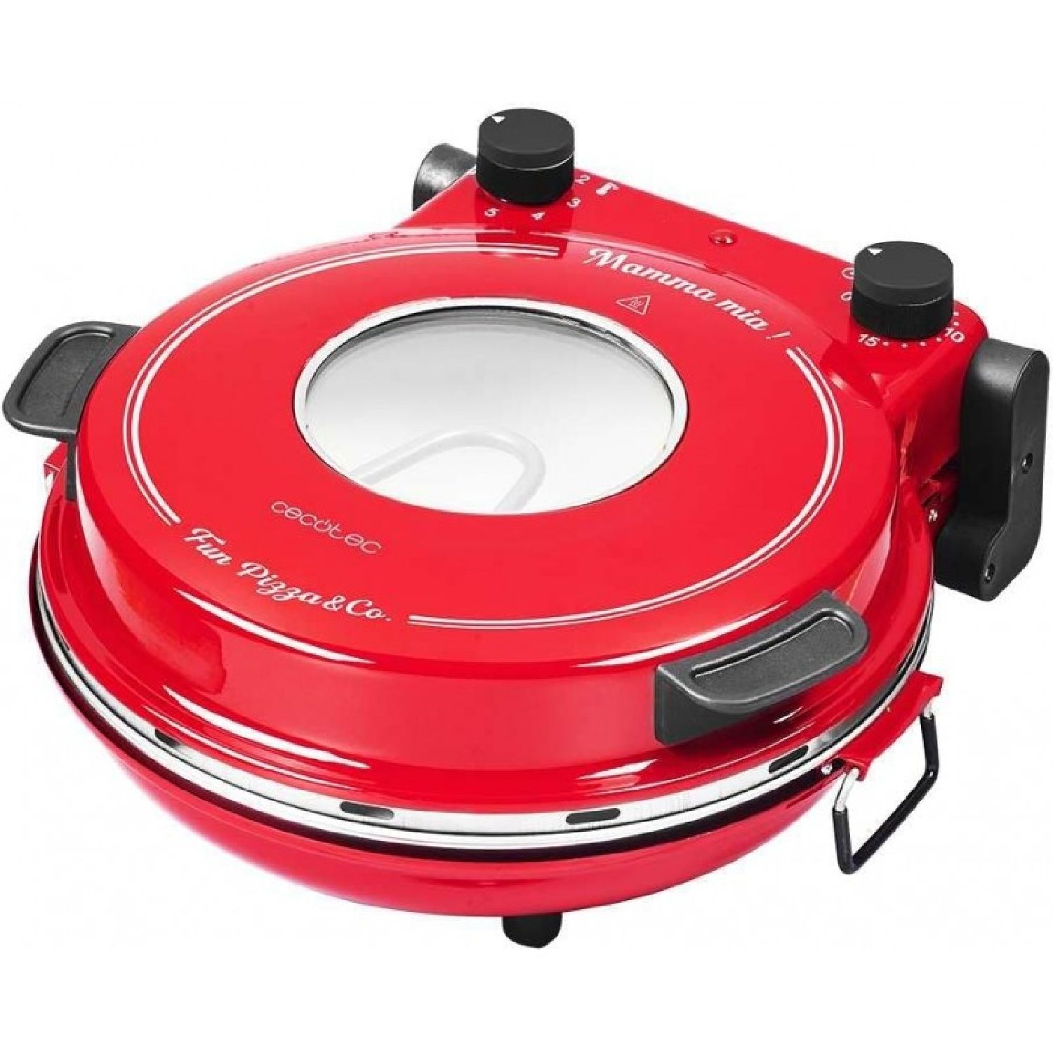 Horno Grill Eléctrico Para Pizza Fun Pizza&co Mamma Mía Vista, 1200 W, Temporizador 15min, Temperatura Max De 420ºc En 3min, Ventana De Visualización, Placa De Piedra.