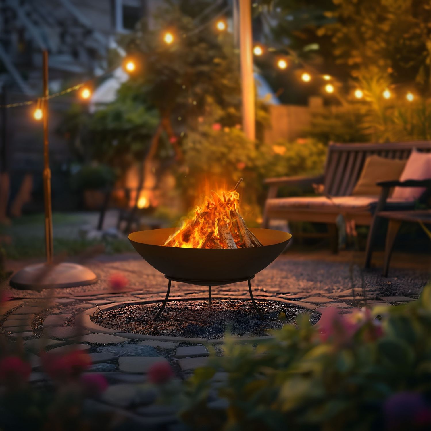 Hoguera De Acero Con Trípode Para Barbacoas