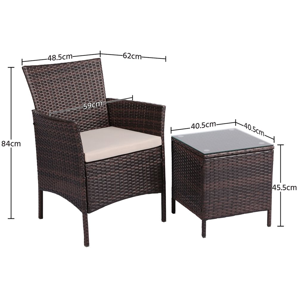 Conjunto De Mesa Y Sillas Exterior Para Balcón Jardin Marrón