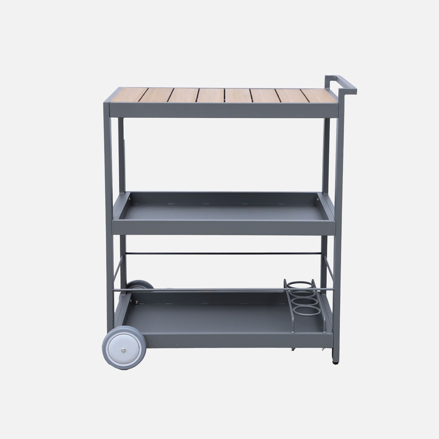 Mesa Exterior De Aluminio Con Ruedas Y Asa, 84cm, Antracita