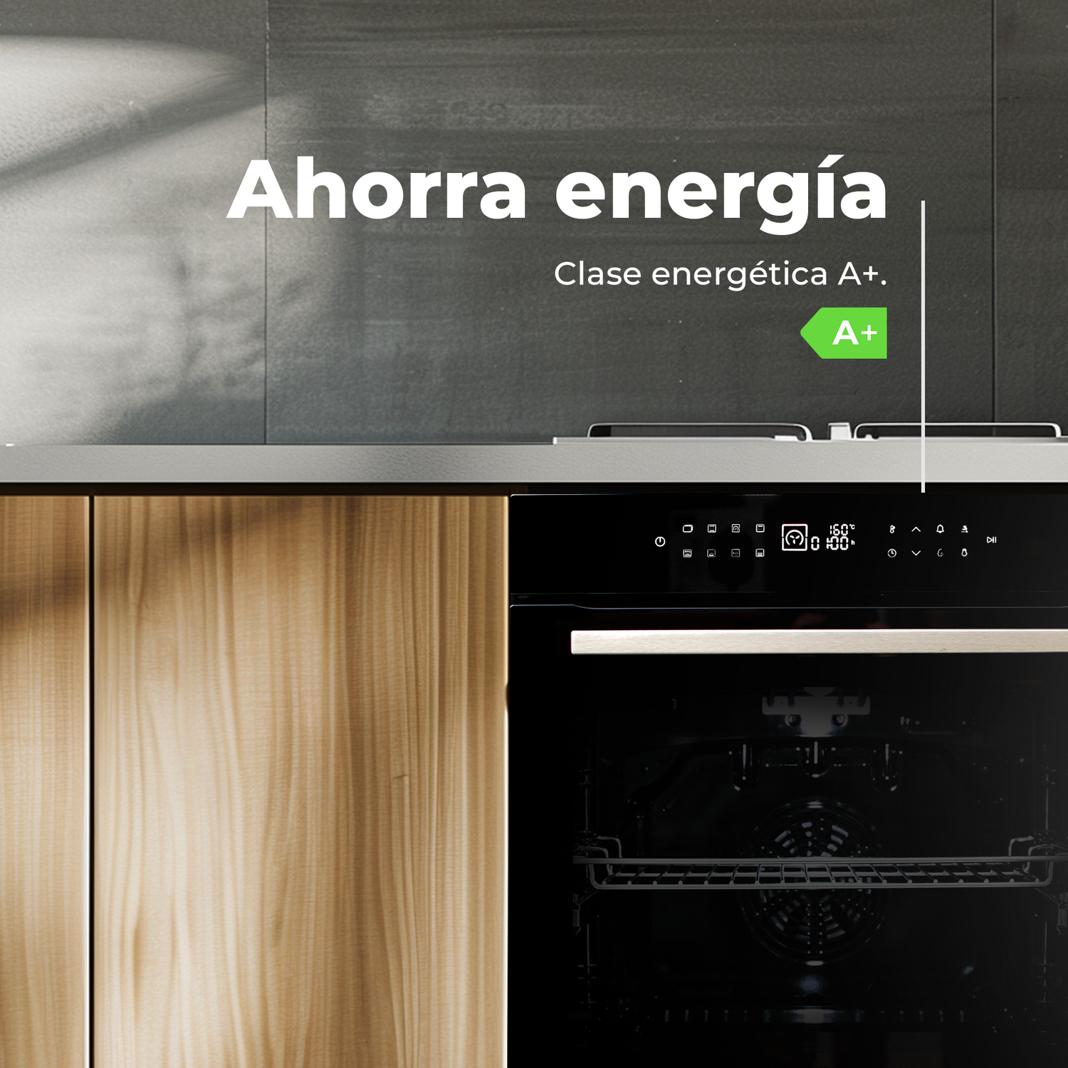 Horno Integrable Evvo H20, Clase Energética A, 77l De Capacidad, 7 Programas, Negro