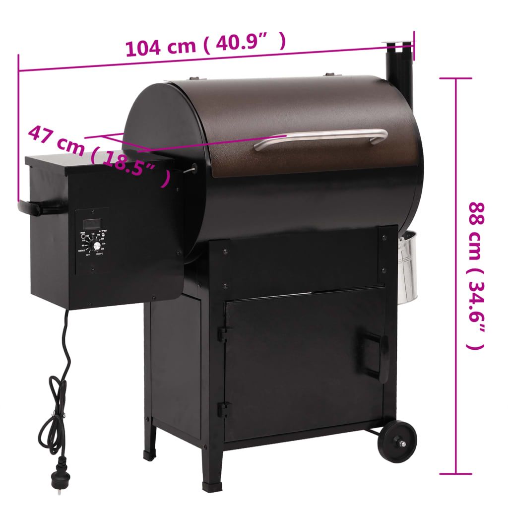 Barbacoa De Pellets Con Chimenea Hierro Negro 104 Cm Vidaxl