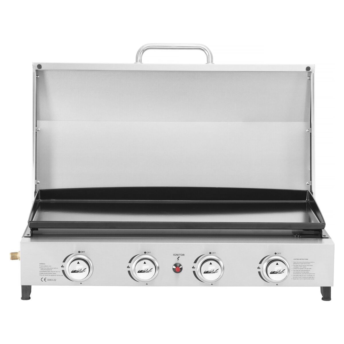 Plancha De Gas 4 Quemadores Con Tapa 