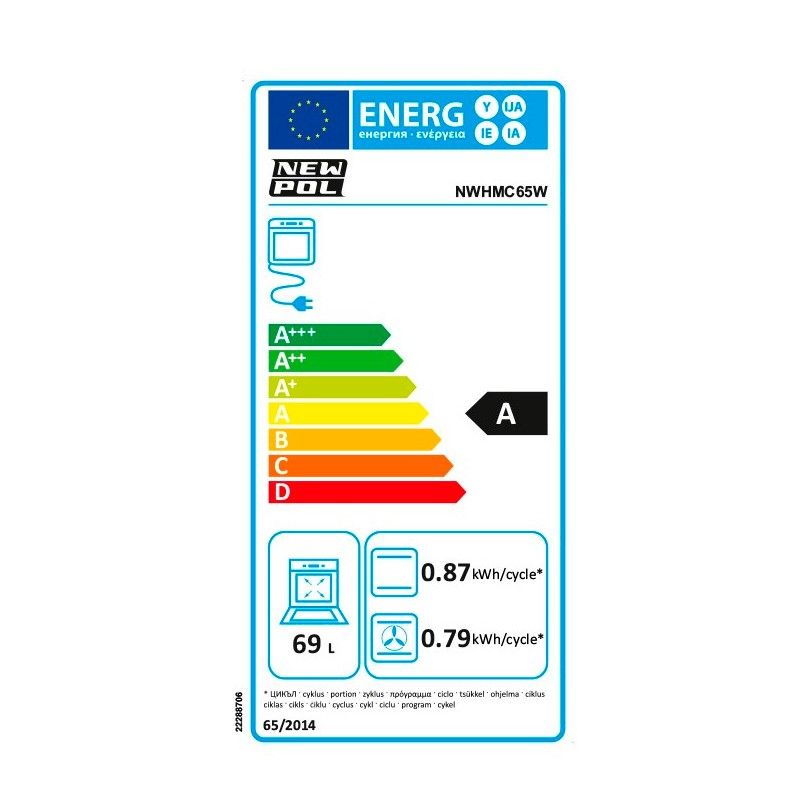 Horno New Pol Nwhmc65w Cristal Blanco Vap Clean