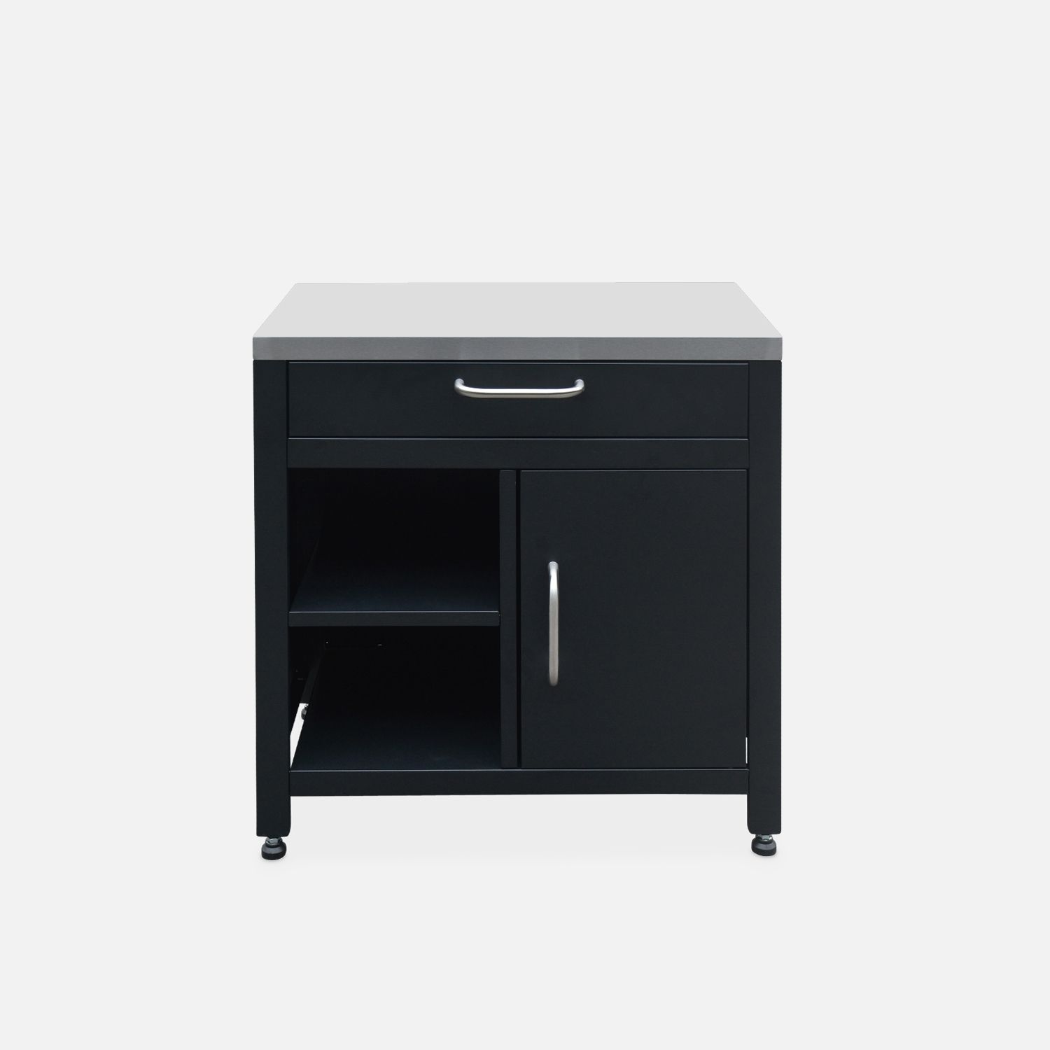 Cocina Exterior De Acero 1 Cajón Y 1 Puerta, 80cm, Negro