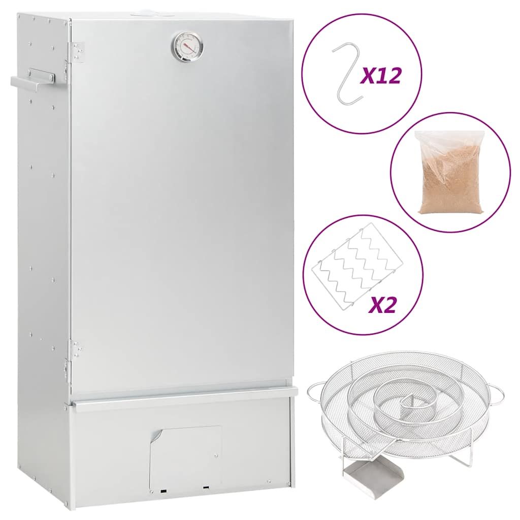 Horno Ahumador De Bbq Con Generador Humo Frío Acero Galvanizado Vidaxl
