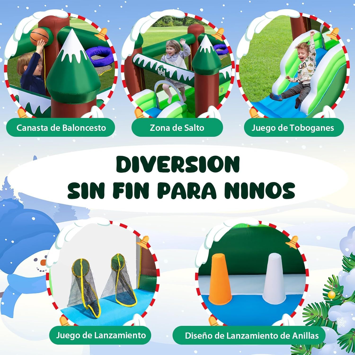 Castillo Hinchable Para Niños 3-10 Años, Castillo Hinchable Grande Temático Costway 163 X 67 X 33 Cm